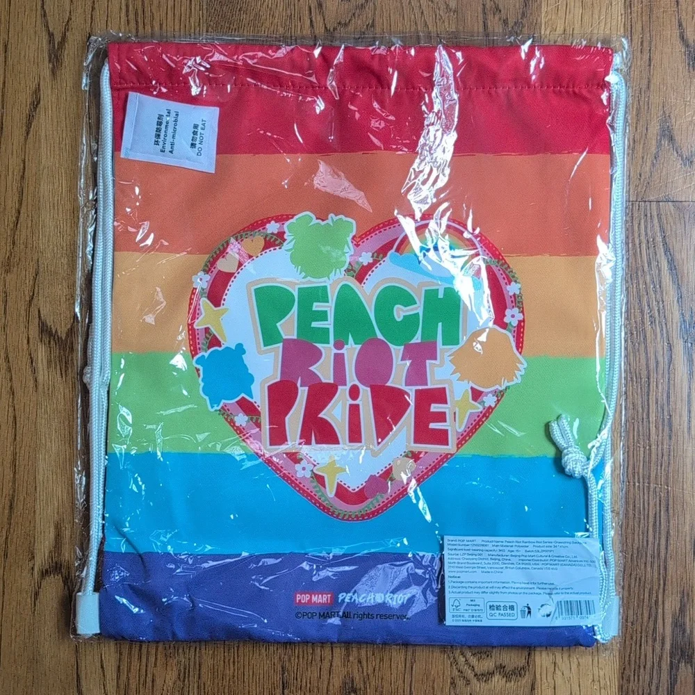 NEW Pop Mart Peach Riot Pride Rainbow Drawstring Bag